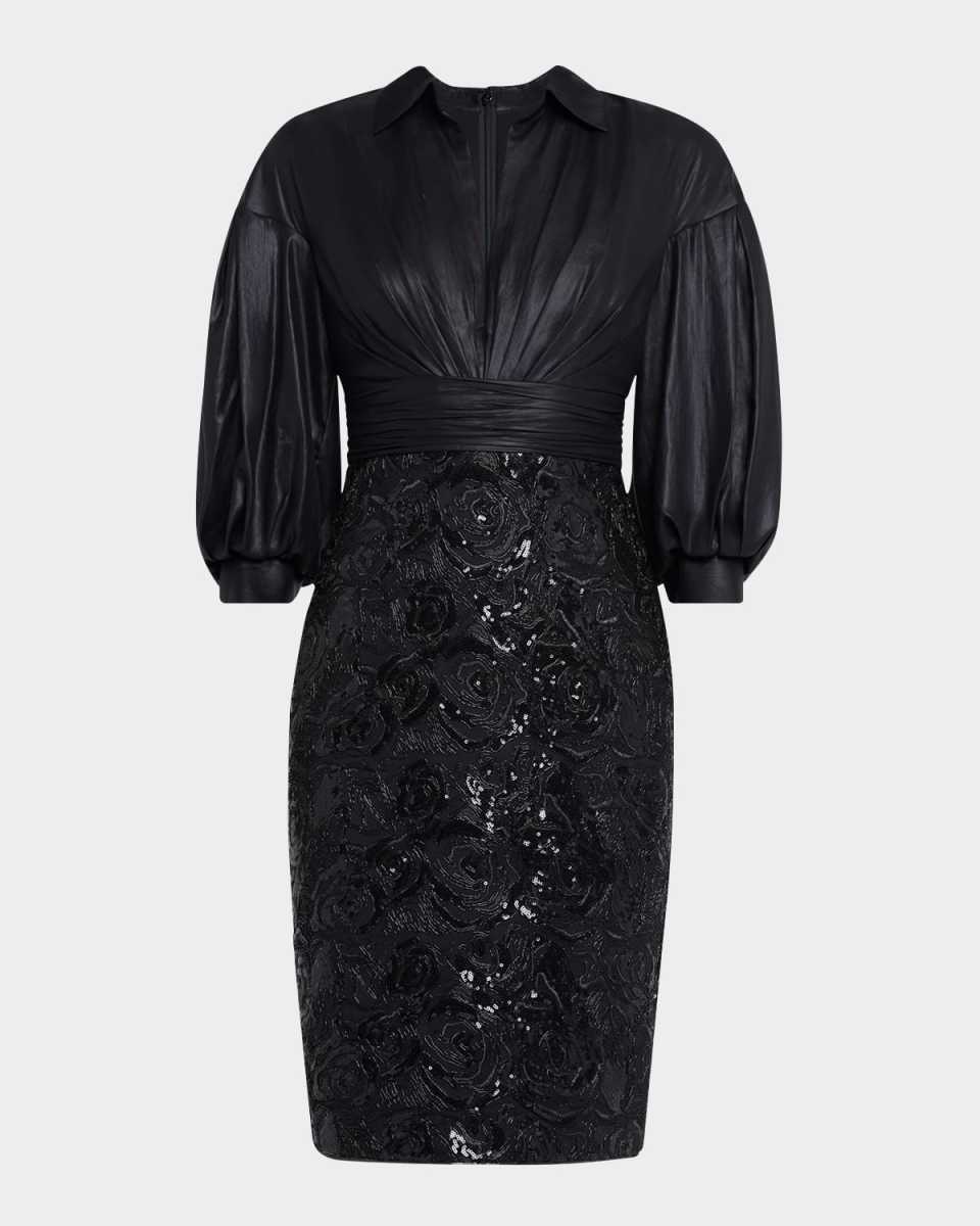 Combo Sequin Floral Shirtdress